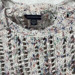 American Eagle Open Knit Colorful Confetti Rainbow Sweater Womens Size Small
